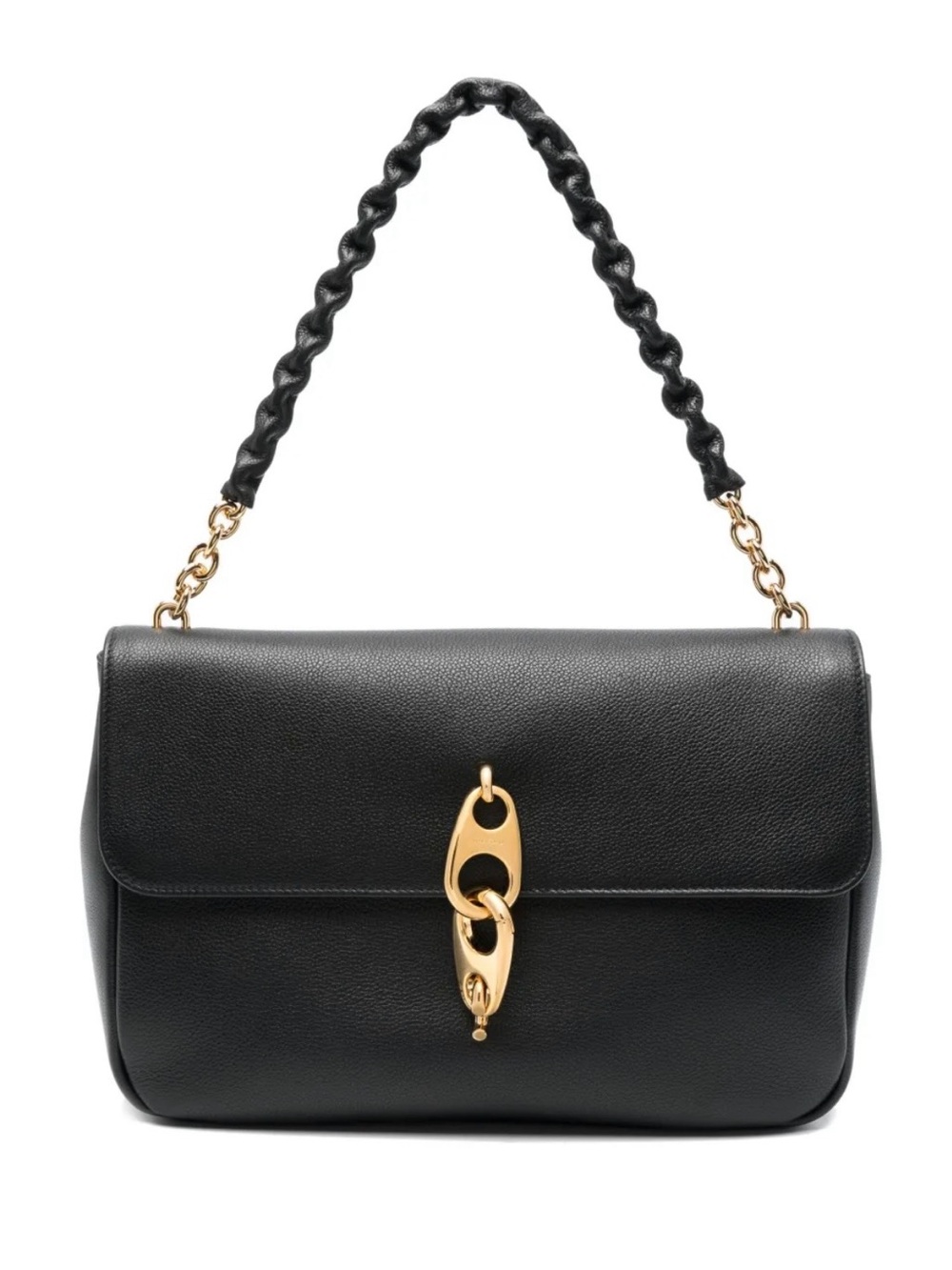 Tom Ford Carine-Linck Leather Shoulder Bag - Black Grey Hardware
